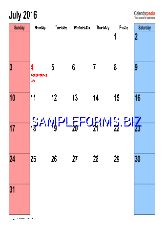 July 2016 Calendar 3 doc pdf free